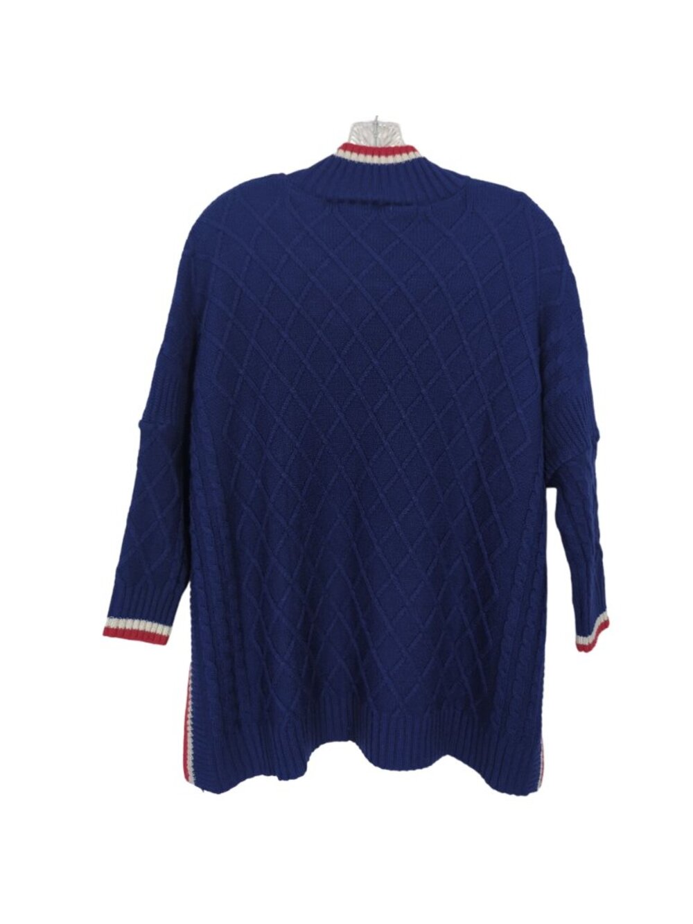 Mersea Sailor Sweater Womens OS Navy Blue Red White Lattice Knit Relaxed Pullove - Picture 15 of 15